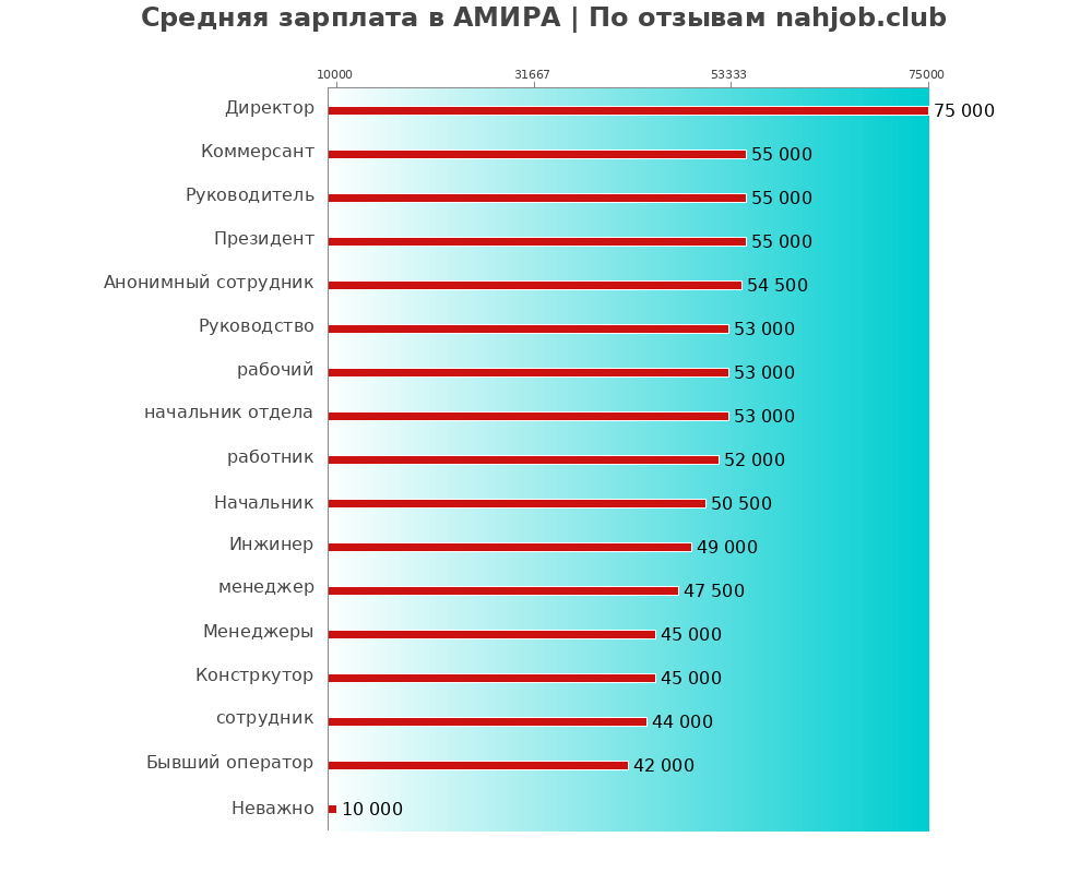 Средний уровень зарплаты в АМИРА