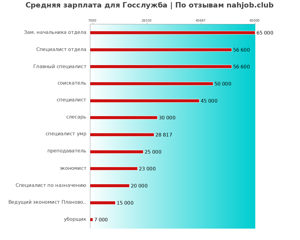 Средний уровень зарплаты: госслужбе - по профессиям